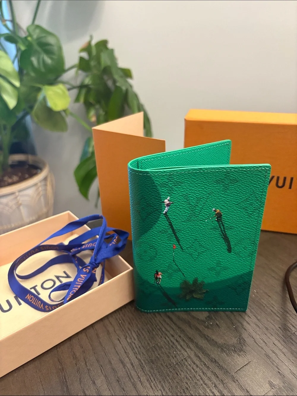 Louis Vuitton Teal Green Monogram Canvas Passport Cover